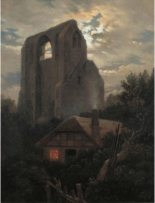 Carl Gustav Carus Ruine Eldena mit Hutte bei Greifswald im Mondschein China oil painting art